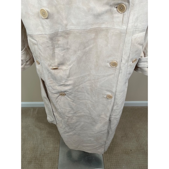 Helsa Suede Double Breasted Belted Oversized Long Trench Coat in Clay Size M - Picture 6 of 14